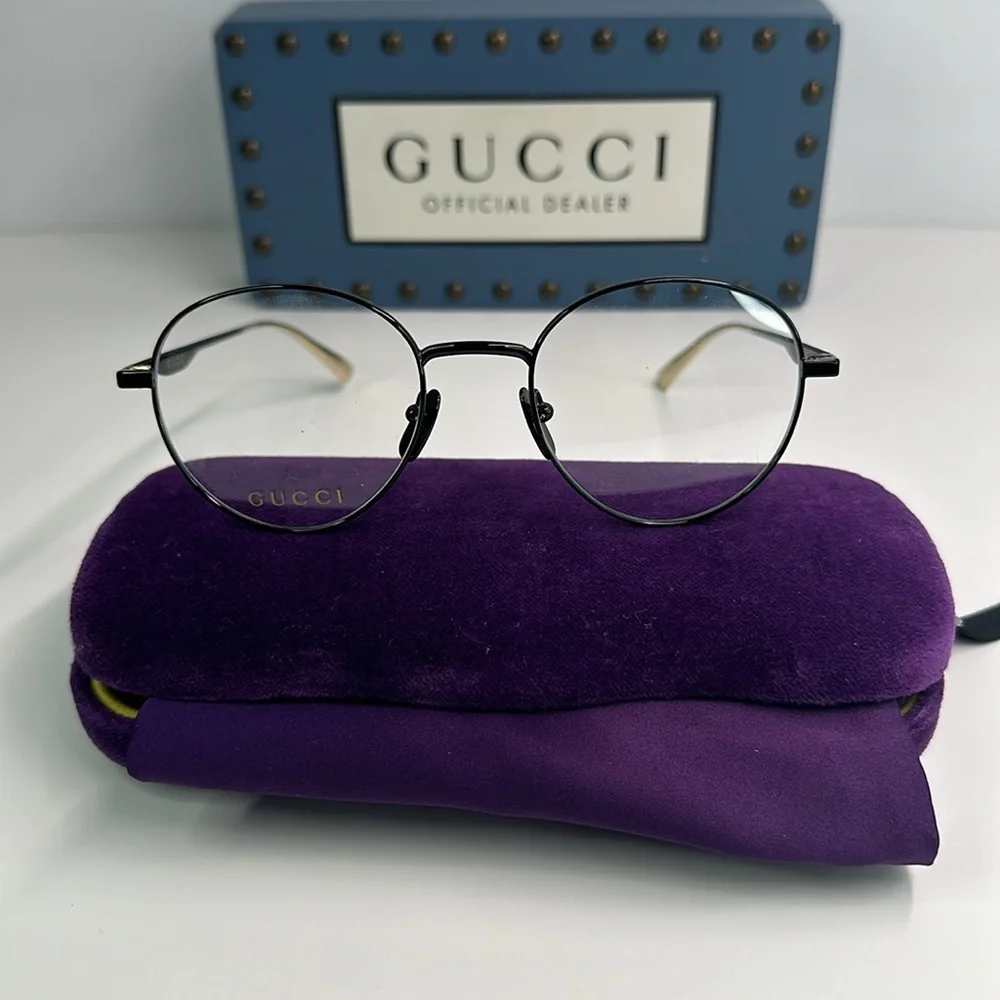 New Authentic GUCCI GG0337O Round Black Eyeglasses